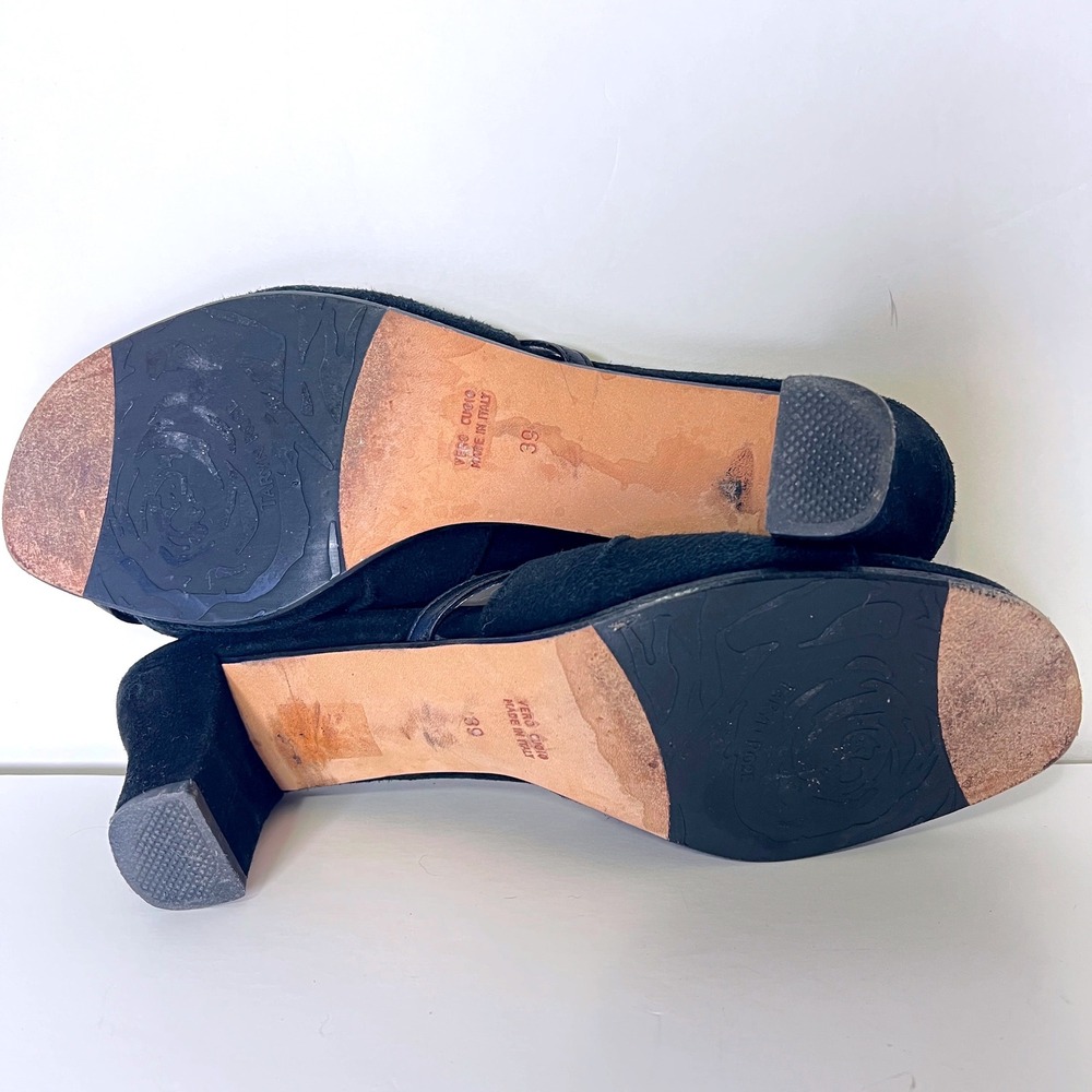 Taryn Rose Black Suede Crystal Flower Mule Sandals Made in Italy Size 39 - Picture 8 of 9